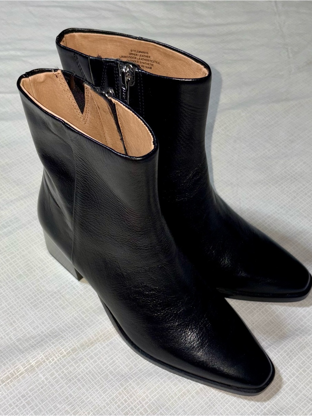 Madewell New Sz 6 Black Leather Pointed Ankle Boots Booties